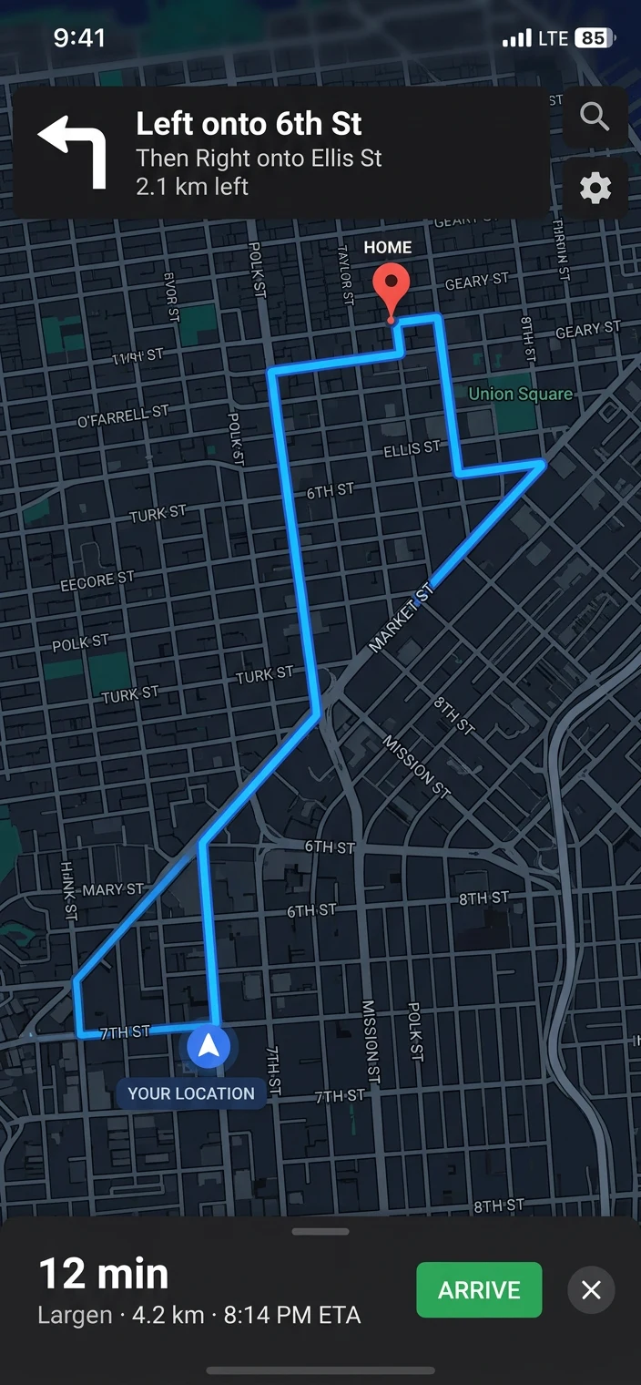 Mobile maps app sample screenshot
