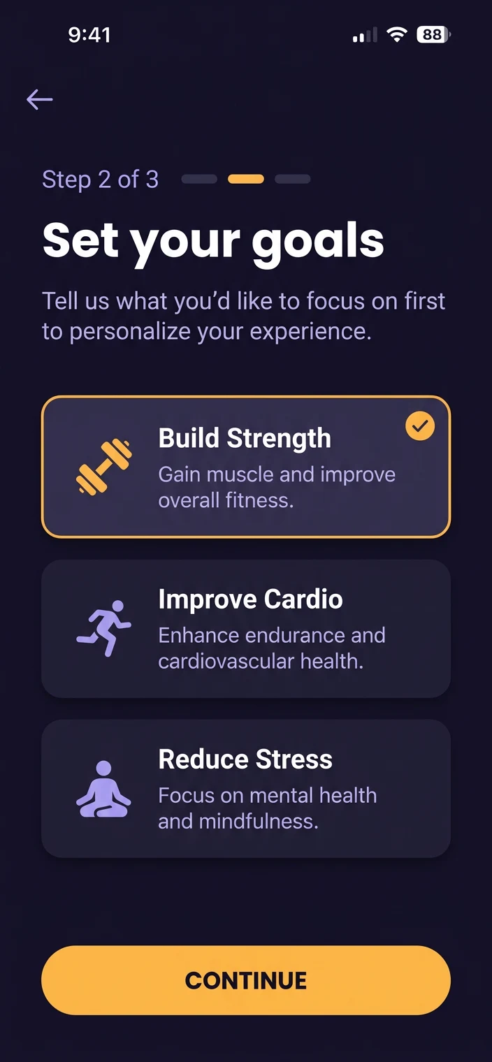 Mobile onboarding sample screenshot